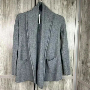 Babaton Aritzia Open Front Merino Wool Cardigan Shawl Pockets Gray‎ Color Sz XS